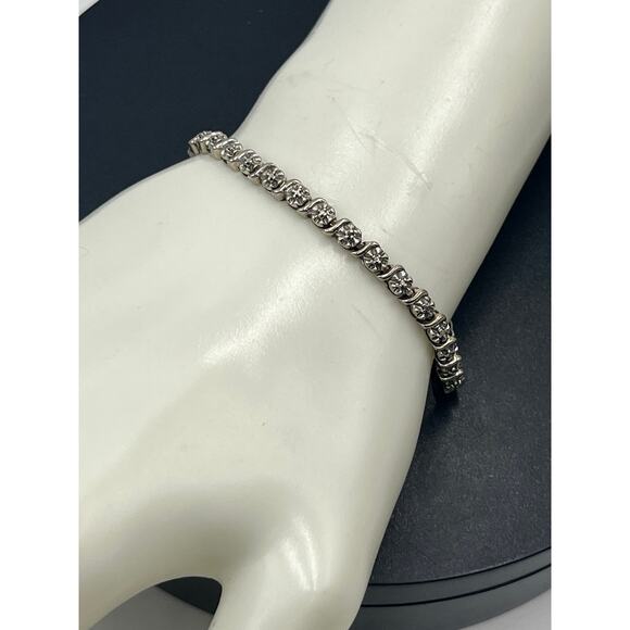 Ross Simons Signed Vintage Sterling Silver Diamond Tennis Bracelet 10 Gr, 7” - Picture 9 of 10